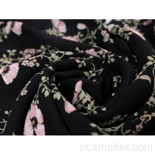 75D poli fiado chiffon com estampa floral rosa